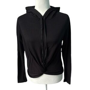 Anthropologie Drew Twist Front Pullover Black Hoodie Size Small